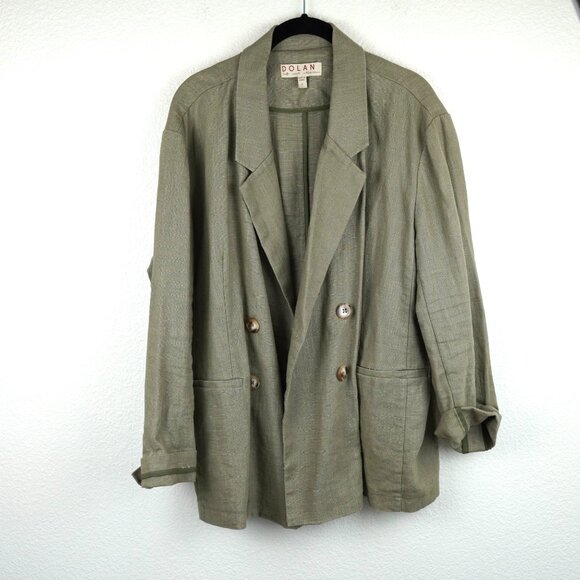 Dolan Slouchy Textured‎ Olive Green Linen Blazer Size XL - Picture 6 of 16
